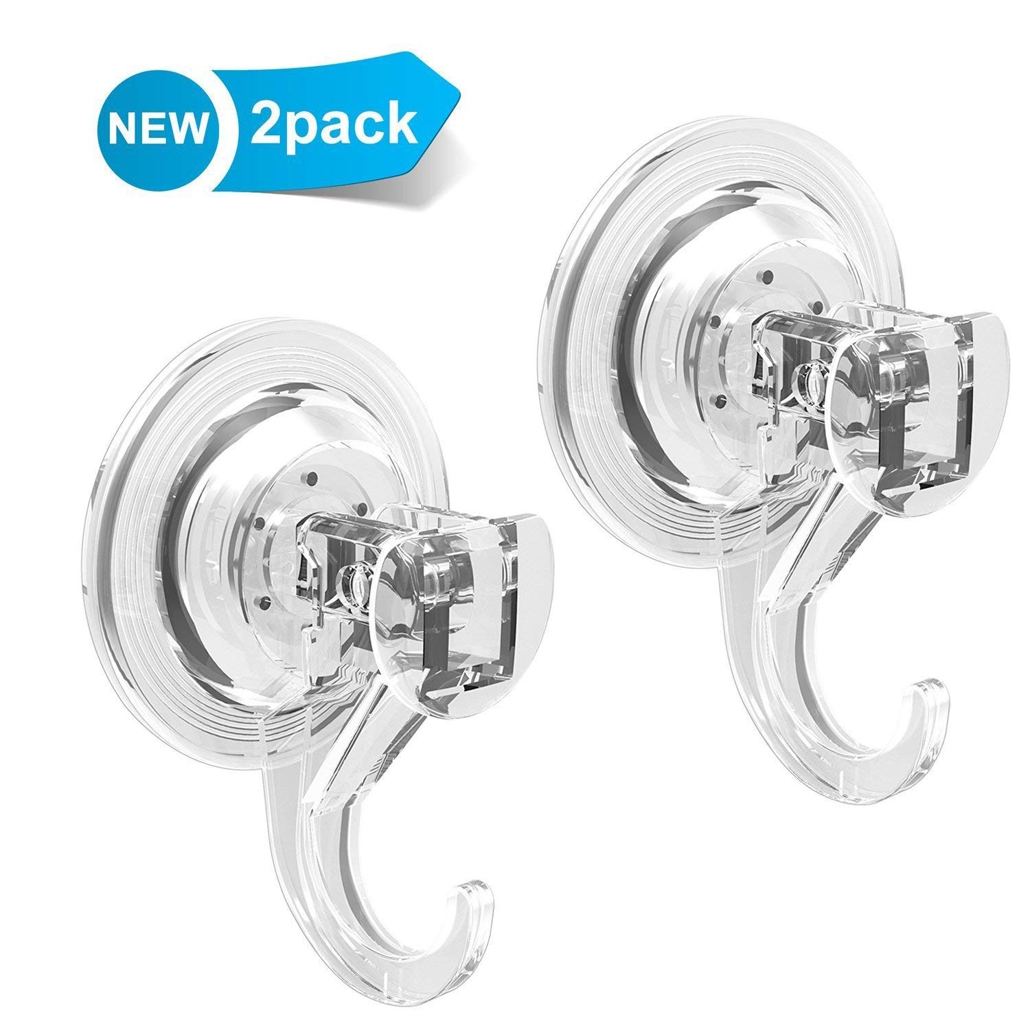 Ulinek Suction Hooks, 2 Pack Clear Vacuum Hooks Strong Wall Hooks Heavy