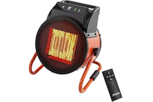 PASAPAIR Greenhouse Heater with Remote, 1500W Outdoor Patio Heater with Digital Thermostat, Garage heater 24-Hour Timer for 3S Fast Heating, 3 Modes Adjustment, PTC Overheat Protection for Grow Tent