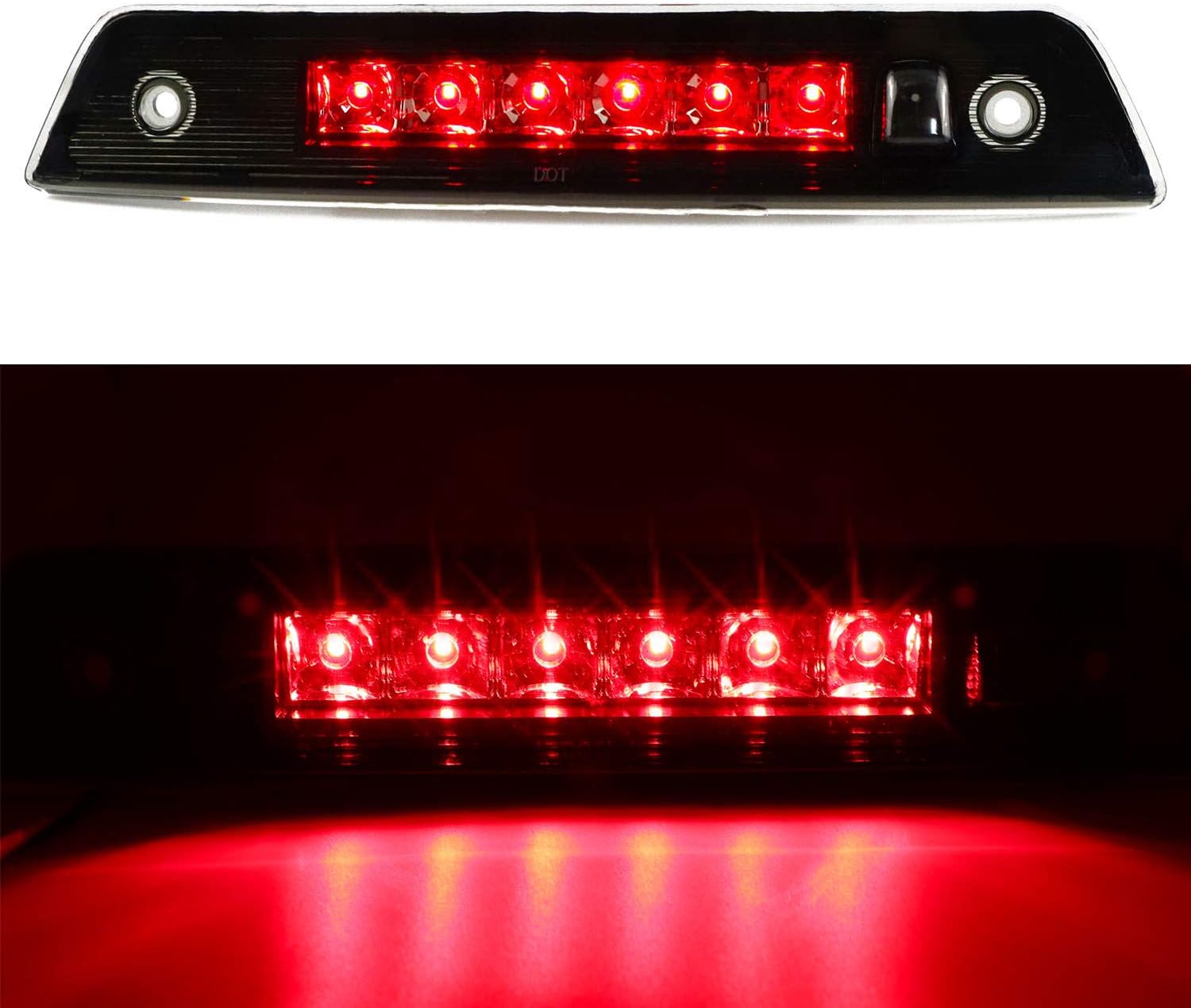 Dantoo For 2005-2010 Jeep Grand Cherokee Wk Rear High Mount LED 3rd Brake Light,HM015 Transparent Housing + Smoke Lens (Transparent Housing + Smoke Lens)