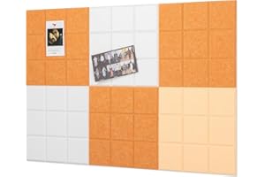 AIBOVI Customizable Felt Bulletin Board Wall Tiles for Home Decor – 6-Pack 11.8"x11.8" Reusable Panels with Creative Color Options, Wall Organization & Noise-Reducing Design (Style2)