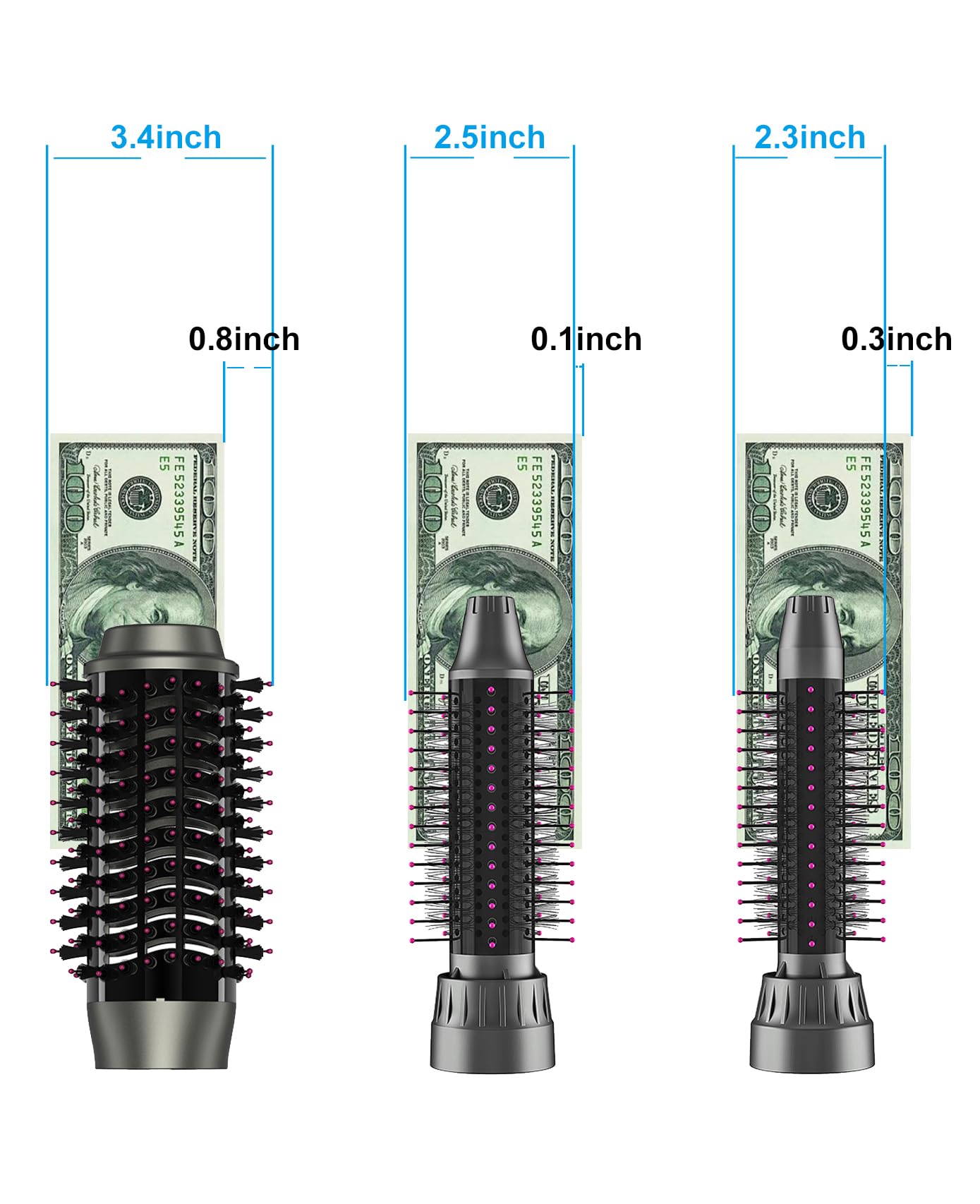 Hair Blow Dryer Brush, Salon Styler, Hot Air Hair Dryer and Volumizer Kit with Three Interchangeable Barrels | Replacement Parts Orderable