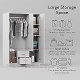 Vida Designs Riano 3 Door Mirrored Wardrobe White 170H x 115.4W x 53D cm view 4
