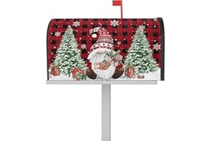 EZON-CH Christmas Magnetic Mailbox Cover Oversized 21"x25.5", Red Buffalo Plaid Gnome Snowflake Xmas Tree Gift Box Cover Mailbox Wraps Letter Post Box Cover for Holiday Garden Yard Outdoor Decor