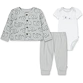 HUGGIES unisex-baby Bodysuit, Sweater and Pants 3-piece Outfit Set