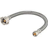 Eastman 16 Inch Steel-Flex Toilet Connector, Braided Stainless Steel Supply Line with 7/8 in Ballcock x 3/8 in Compression En