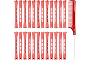 60PCS Hair Perm Rods Set, Plastic Curler Perm Rods with Steel Pintail Comb, DIY Hair Curler Styling Tools for Hairdressing Ha