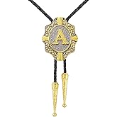 GelConnie Bolo Tie for Men Gold Western Ties Cowboy Necktie Womens Bolo Tie Leather Tie Bola Ties Initial Letter A to Z