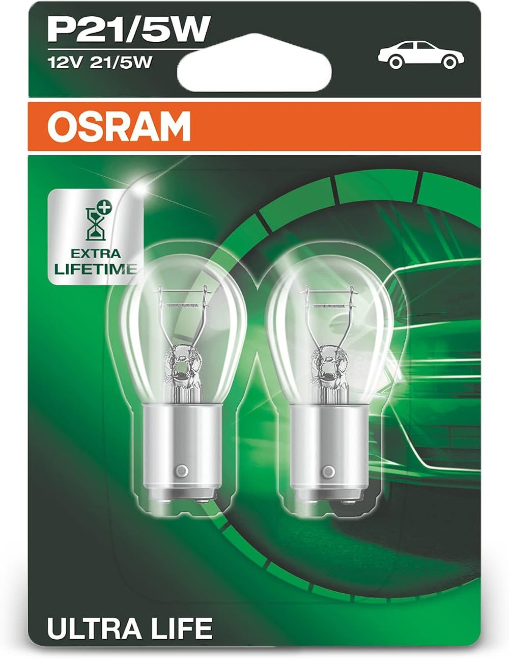 Osram Ultra Life P21/5W 12V Twin Filament 7528ULT-02B 2 Pack