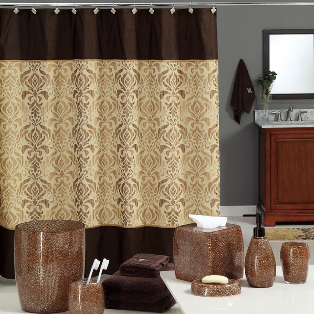 DS BATH Sterling Brown Shower Curtain,Chocolate Polyester Fabric Shower