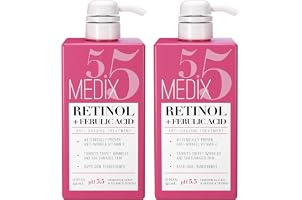 Medix 5.5 Retinol Cream with Ferulic Acid Anti-Sagging Treatment. Targets Crepey Wrinkles and Sun Damaged Skin. Anti-Aging Cr