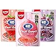 AMOS Gummy Candy 4D Fruit Gummies, Fruit Snacks Strawberry Peach Grape Burst, Resealable 2.29oz Bag, Natural Flavor (3 Pack Variety)