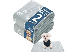 MAGIK & KOVER Washable Pee Pads for Dogs, 2 Pack Reusable Puppy Pads, Super Absorbent & Waterproof Training Mats for Potty, Crate, Kennel, Playpen, Bed & Sofa, Anti-Slip Wee Pee Pads for Dogs,18" x 24"