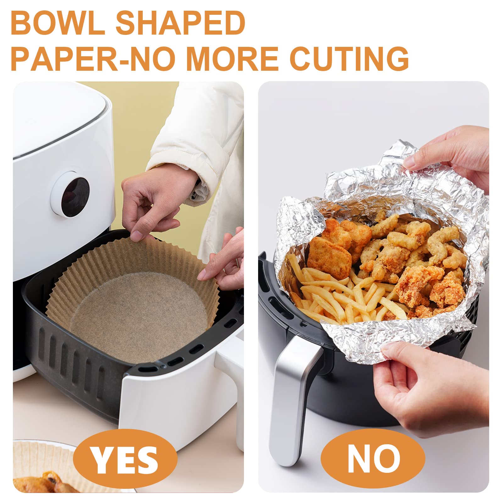 AiQInu Backpapier für Heißluftfritteuse, Airfryer Backpapier Rund 20cm 100 Stück BPA-frei Wasserdicht Ölfest Pergamentpapier Liner Airfryer Zubehör, für Heißluftfritteuse Ofen Mikrowelle 5