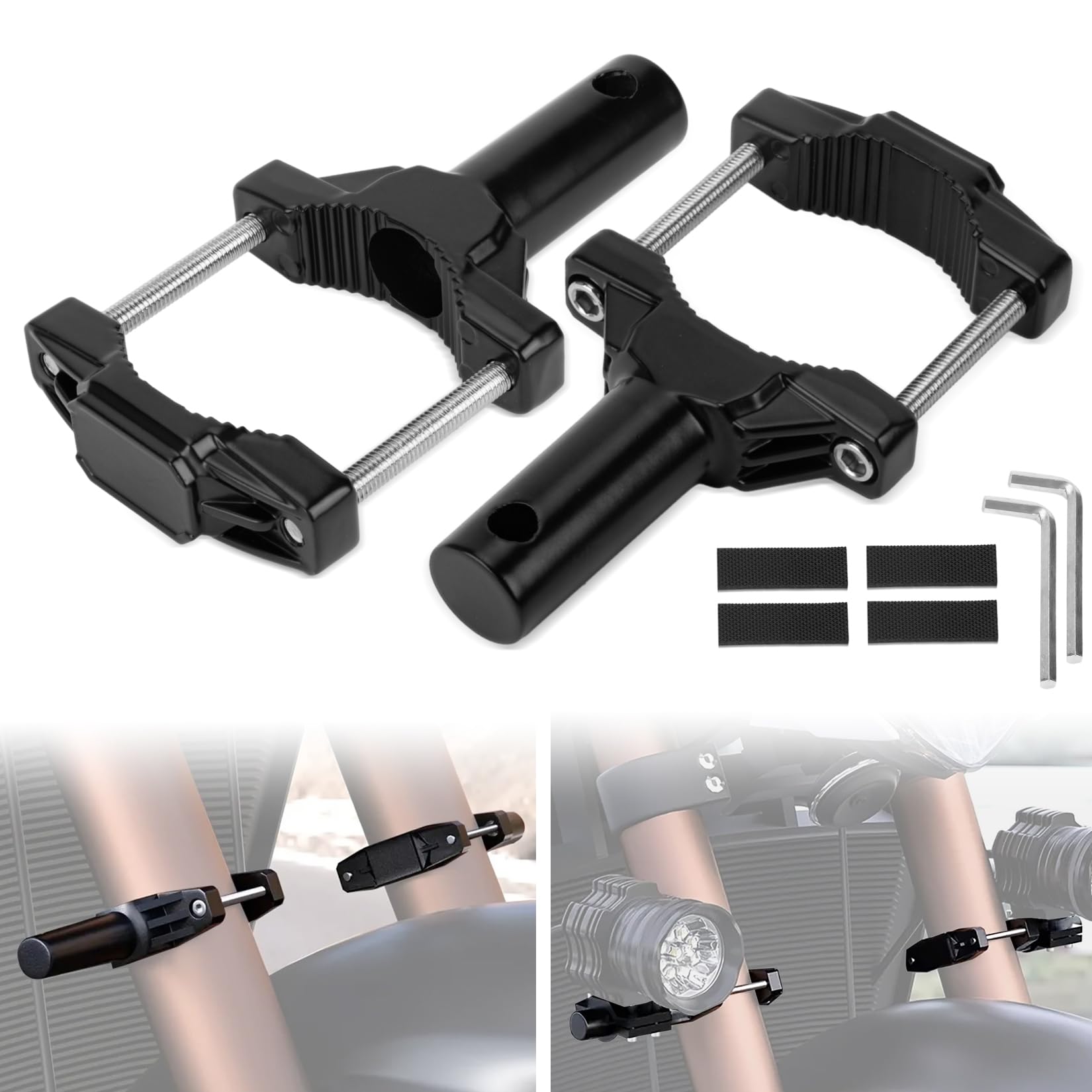 Photo 1 of Motorcycle Spotlight Mounting Bracket, PSLER Aluminum Alloy Motorcycle Auxiliary Lights Headlight Pole Clamp Brackets Holder for 20-54mm Installation Diameter (2 PCS)