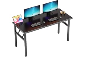 DlandHome Computer Desk 62 inches Office Desk Computer Table Study Writing Desk Workstation for Home Office Metal Frame Black and Black
