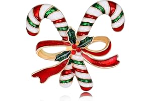 QOCAOFIG Christmas JOY Brooches Pin for Women, Santa Candy Cane Brooch Christmas Gift Jewelry Wreath Reindeer，Christmas Deer Butterfly Elk Crystal Pins