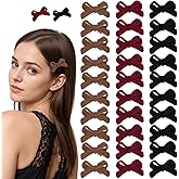 30 Pcs Mini Bow Hair Clips for Women Girls Baby Velvet Tiny Bowknot Hairpin Cute Small Hairpin Accessories Bangs Bow Claw Barrette Non-Slip Clips for Thin Hair Burgundy Black Brown