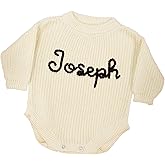 SWaddle AN Knit Baby Romper, Custom Name Newborn Sweater, Personalized Infant Hand Embroidered Chunky Outfit