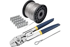Wire Rope Crimping Tool Kit - 1/16" 304 Stainless Steel Cable (165ft, 7x7 Strand) + 100 Aluminum Ferrules + Crimper for Hunti