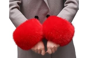 Tngan Winter Faux Fur Arm Warmers Short Furry Wrist Band Ring Cuff for Women
