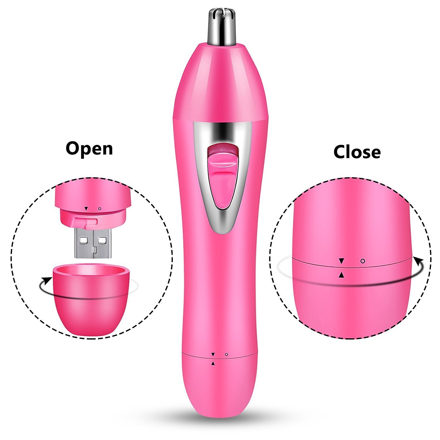 Hair Removal for Women, 4 in 1 USB Rechargeable Nose Hair Trimmer,Eyebrow Trimmer Hair Trimmer Shaver For Ladies,Wishesport Ear Hair Trimmer,Beard Trimmer,Sideburns Trimmer,Eyebrow Trimmer Pink