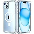 Mkeke Magnetic Designed for iPhone 15 Case Clear, Compatible with Magsafe, [Not Yellowing] [Military-Grade Drop Protection] Phone Cases for Apple iPhone 15 with Shockproof Bumper 2023