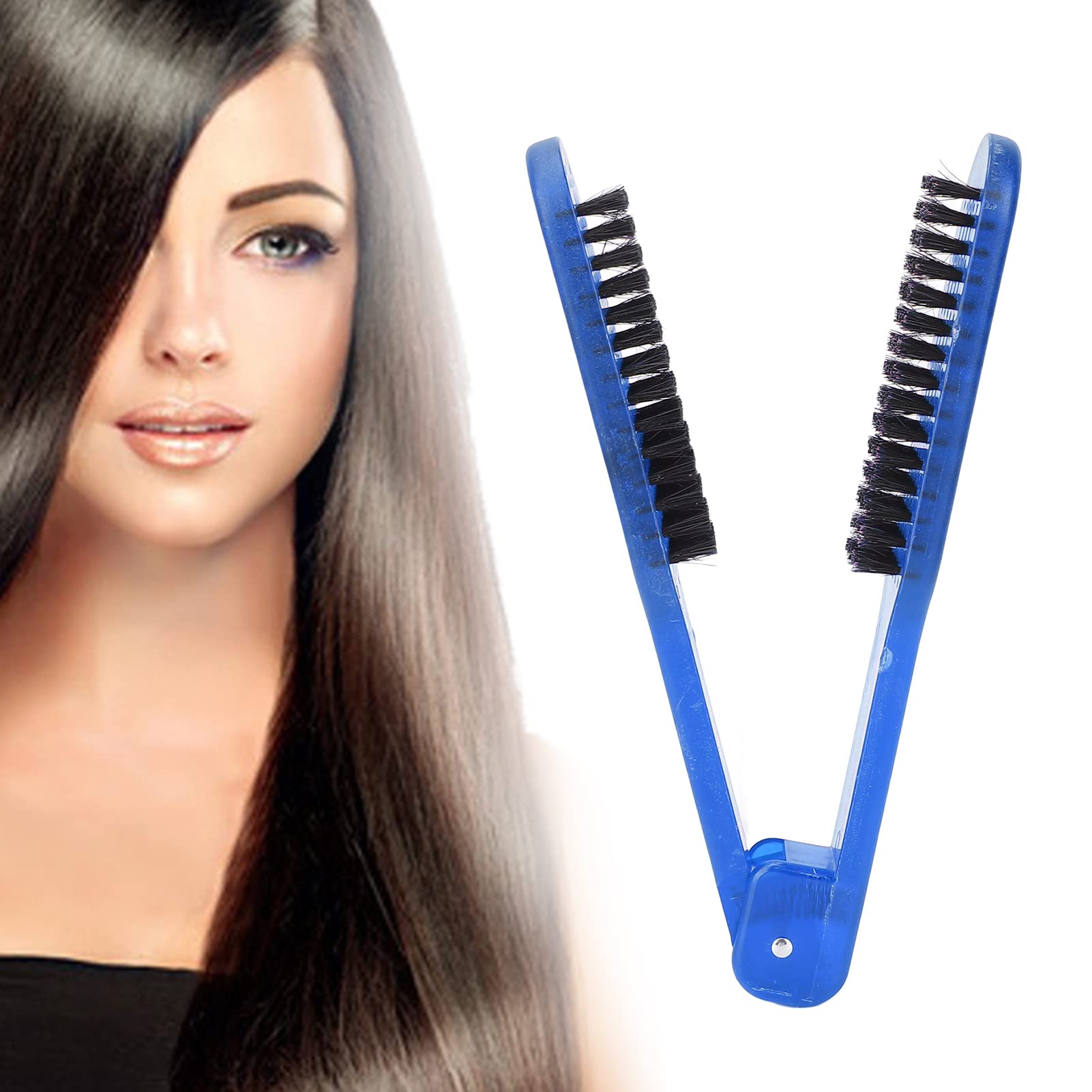 Double Sided Hair Straightener Brush, Wide Plate Smoothing Brush for Moist Hair, Heat Resistant Anti-Static Straightening Tool with Double Smoothing and Straightening Plates