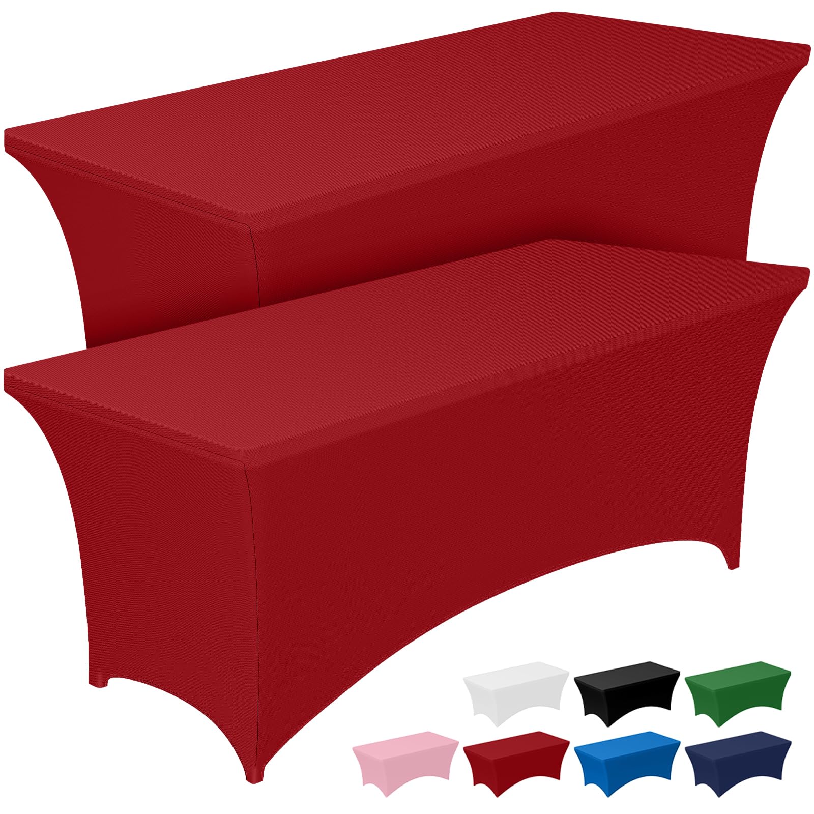 Photo 1 of Pureegg Spandex Tablecloth 6ft - 2 Pack, Fitted and Tight Cloth for Rectangle Table, Wrinkle-Free and Stretch Table Cover for Party, Wedding, Banquet and Birthday, Red