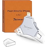 MFi Certified USB 3.0 Flash Drive 128GB for iPhone, 3in1 External Memory Photo Keeper Storage Stick for Picture/Video/Data Saver/Backup, High Speed Thumb/Jump/Hard Drives for iPhone/iPad/Android/PC