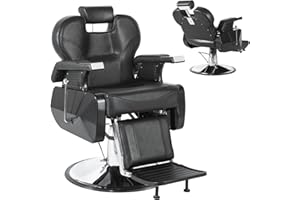 Hicomony Heavy Duty Barber Chair, Hydraulic Recline Hair Chair for Barbershop, All Purpose Styling Chair for Beauty Shampoo Tattoo Pedicure,360 Degree Swivel, Height Adjustable, Removable Headrest