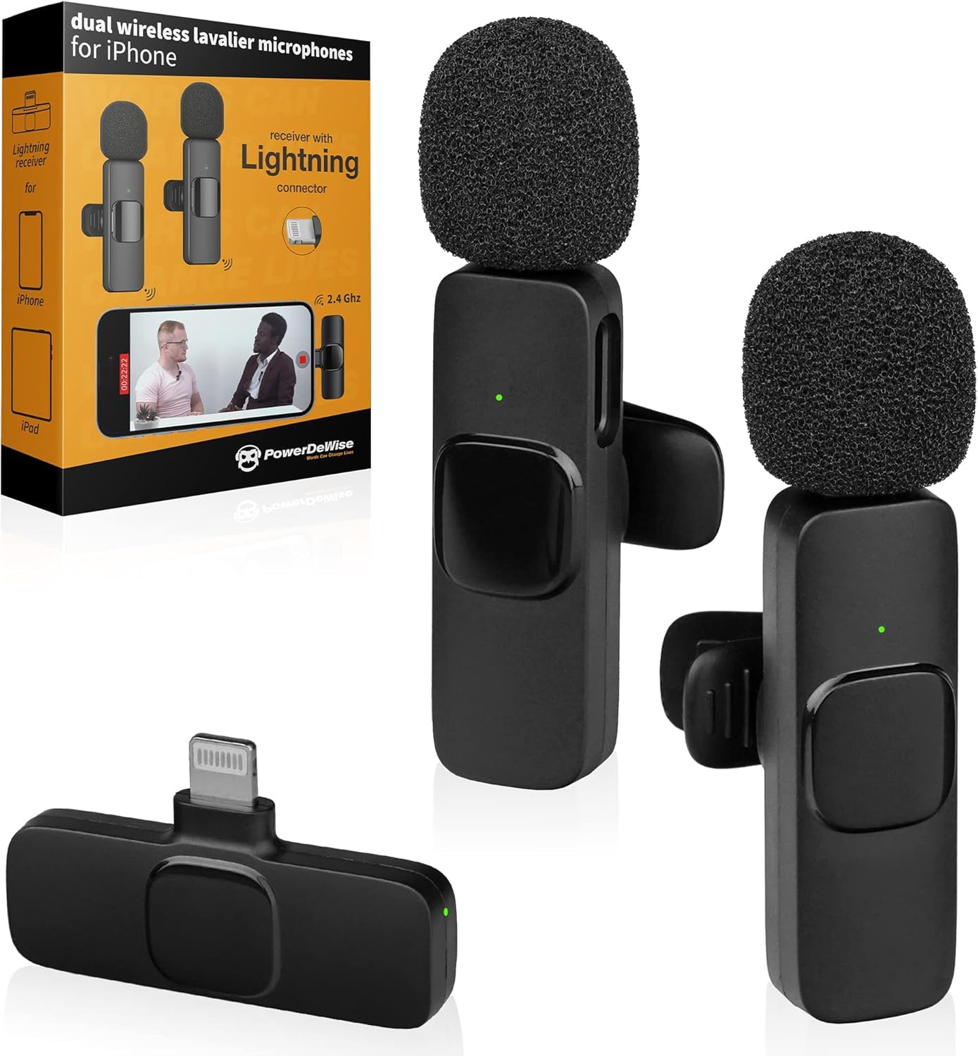 PowerDeWise Lavalier Microphone,iPhone Mic, Compatible with iPhone 7, 7 Plus, 8, 8 Plus, X, XR, XS, XS Max, 11, 11 Pro, 11 Pro Max, 12 Pro Max