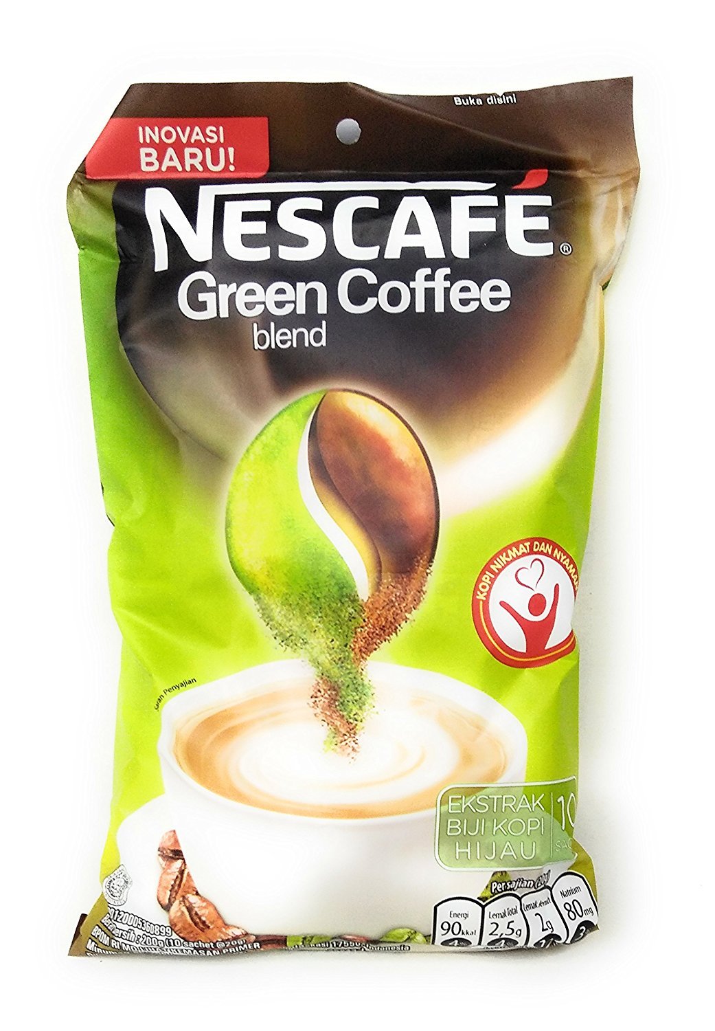 Indonesian Nescafe Green Coffee Blend 10ct, 200 Gram (Pack of 1