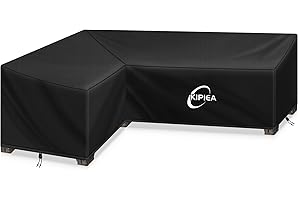 Kipiea Patio L-Shaped Sectional Sofa Cover, 420D Heavy-Duty Oxford Fabric Outdoor Sectional Cover with 6 Windproof Buckles, N