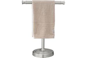 RUMOSE 13 Inch Brushed Nickel Towel Stand Hand Towel Holder Bathroom Kitchen Vanity Countertop T-Shape Towel Rack Free Standi