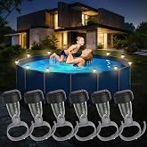 VICHTOP Solar Pool Lights - 6 Pack, Pool Light for Framed Above Ground Pools, Swimming Pool Fence Decoration Accessories, Waterproof Pool Solar Lights,