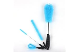 4 Pack Bottle Brush Set with Straw Cleaner Brush, 15/13/5 Inch Stainless Steel Cleaning Brushes for Water Bottles, Beer, Wine
