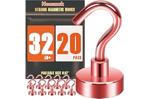 Neosmuk Magnetic Hooks,Heavy Duty Earth Magnets with Hook for Refrigerator, Extra Strong Cruise Hook for Hanging, Magnetic Hanger for Cabins, Grill (Red, Pack of 20)