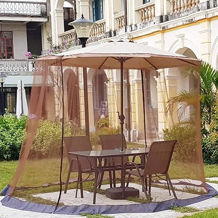Amazon Com Upgrade 7 5 11ft Outdoor Patio Table Umbrella Mosquito Netting Double Zipper Doors Universal Canopy Umbrella Net Cantilever Offset Hanging Market Umbrellas W Tilt Screen Balcony Umbrella Cover Garden Outdoor