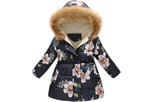 Toddler Girl's Winter Fleece Lined Long Parka Puffer Coat Thicken Ski Jacket with Fur Trim Hood Kids Down Jacket Coat