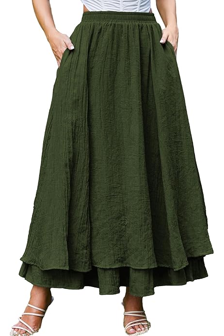 Plus Size Maxi Skirt With Pockets Boho Maxi Skirt For Women