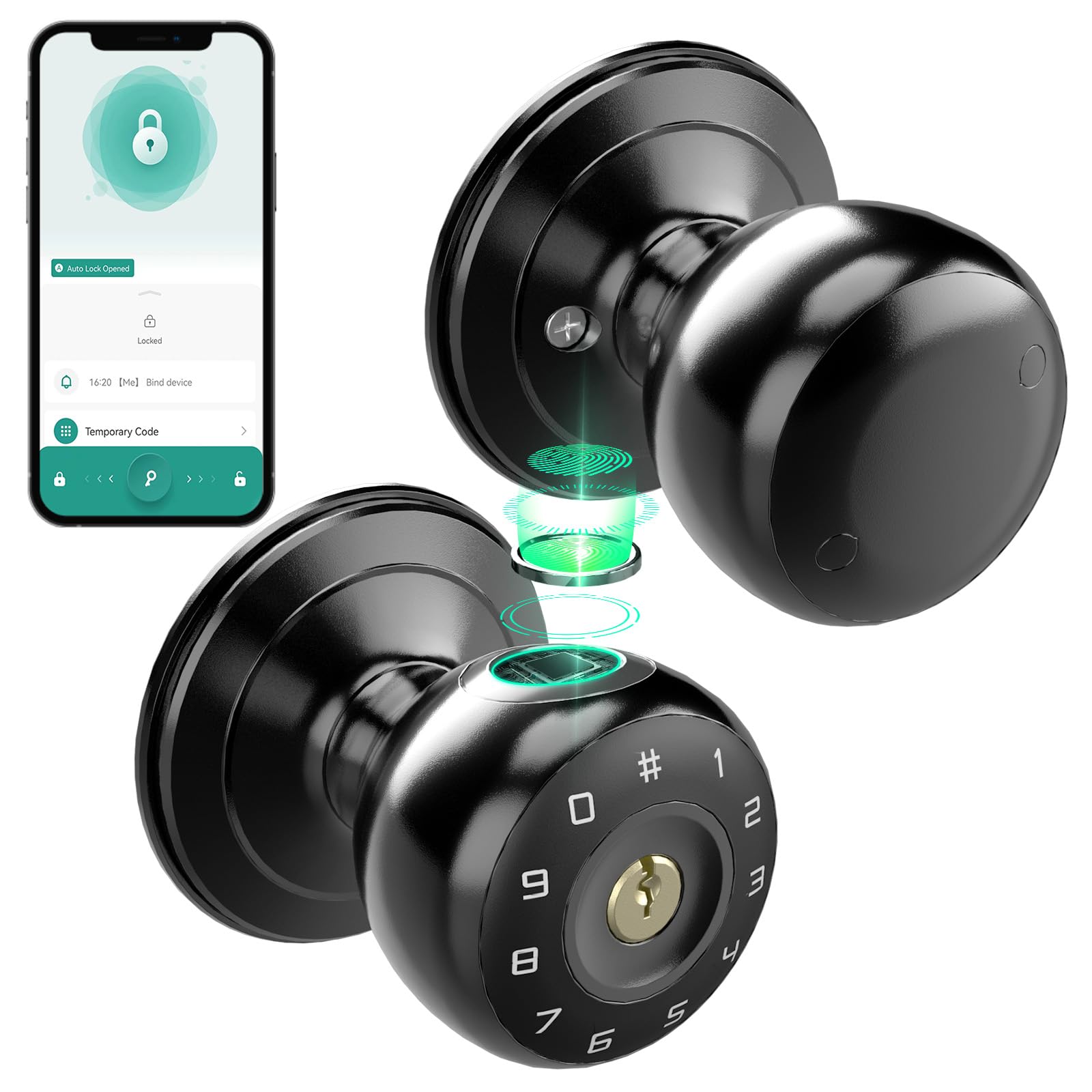 Photo 1 of MONUPLE Smart Door Knob with Keypad Fingerprint Smart Door Knob - Smart Door Lock with Keypad - Keyless Entry Door Lock - Auto Lock - Smart Lock for Home, Bedroom, Apartment, Offices and Garages