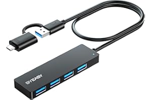 BYEASY USB Hub, USB 3.1 C to USB 3.0 Hub with 4 Ports and 2ft Extended Cable, Ultra Slim Portable USB Splitter for MacBook, Mac Pro/Mini, iMac, Ps4, PS5, Surface Pro,Flash Drive, Samsung(Black)