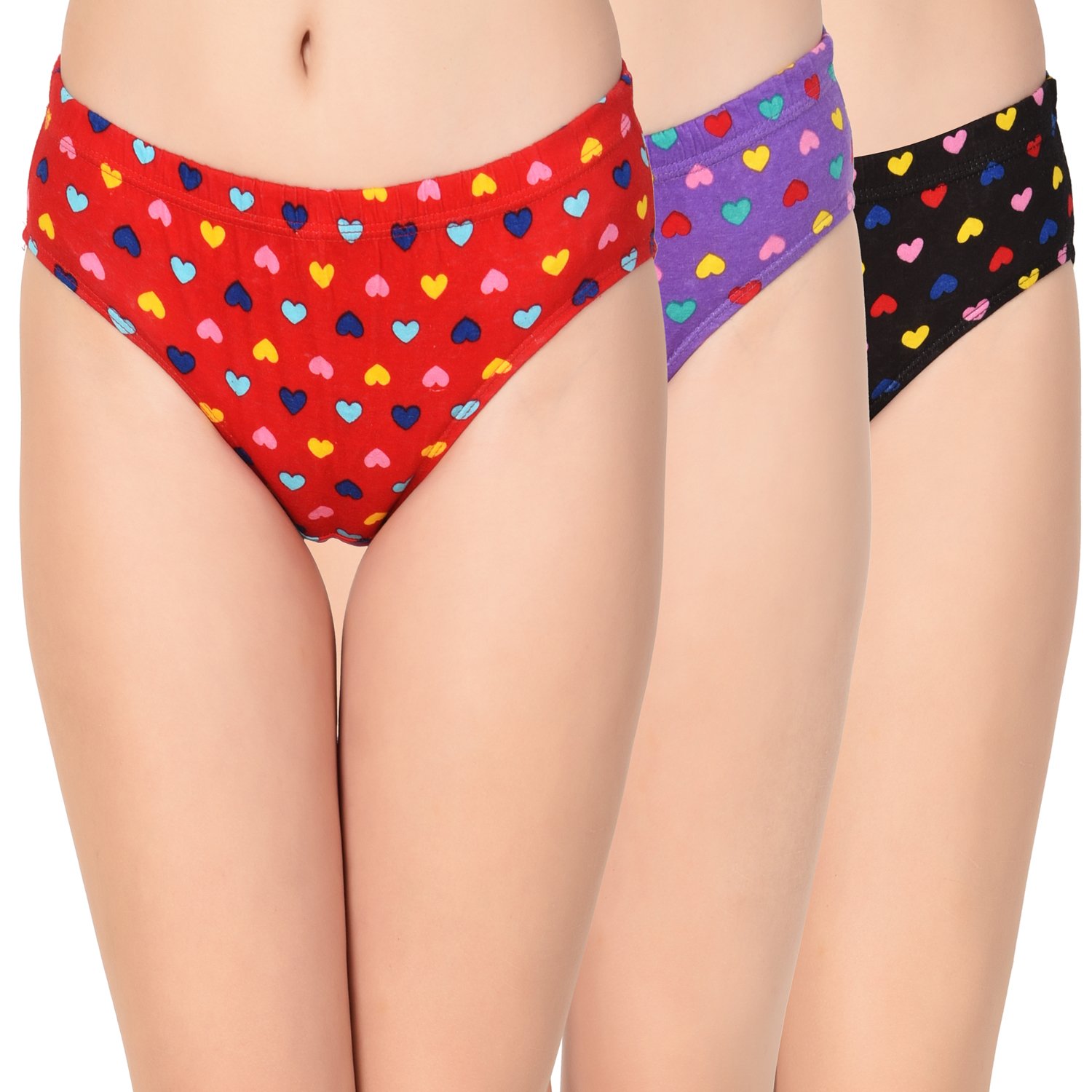 Buy B YOU Multicoloured Cotton Heart Pattern Panties for Women (Pack of