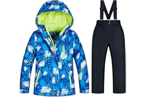 Kids Girls Boy Thicken Warm Toddler Snowsuit Set Hooded Ski Jacket Pants 2 Pcs Set Skiing Suit Coats Outdoor Outfit
