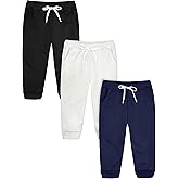 Resinta 3 Pack Toddler Girls' Fleece Pants Baby Casual Pull On Active Sweatpants Warm Joggers with Pockets Drawstring