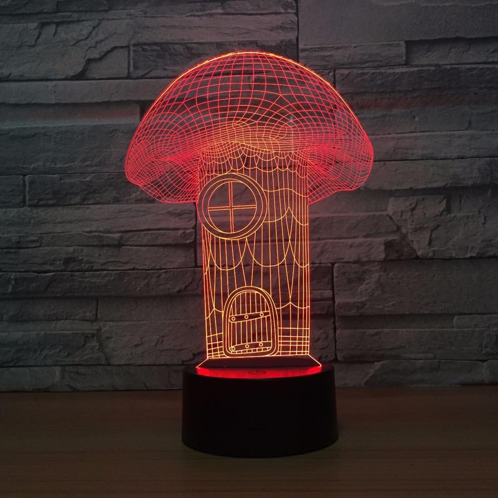 XUIHSA Mushroom House Night Light 3D Illusion Lamp and 16