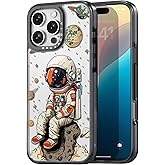 Bouvardia for iPhone 16 Pro Max Case, Cute Design for Women & Girls, Protective & Aesthetic, Gray Bumper - Astronaut