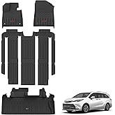 3W Floor Mats & Cargo Liner Fit Toyota Sienna 7 Seat 2021-2026 (Except for 2025 2026 Platinum Edition), TPE All Weather Custom Fit Floor Liner for Sienna XLE/XSE/Limited/Woodland Edition