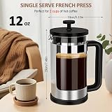 Rainbean 12 oz Cafetiere French Press 3-Level Filter Borosilicate Glass view 5