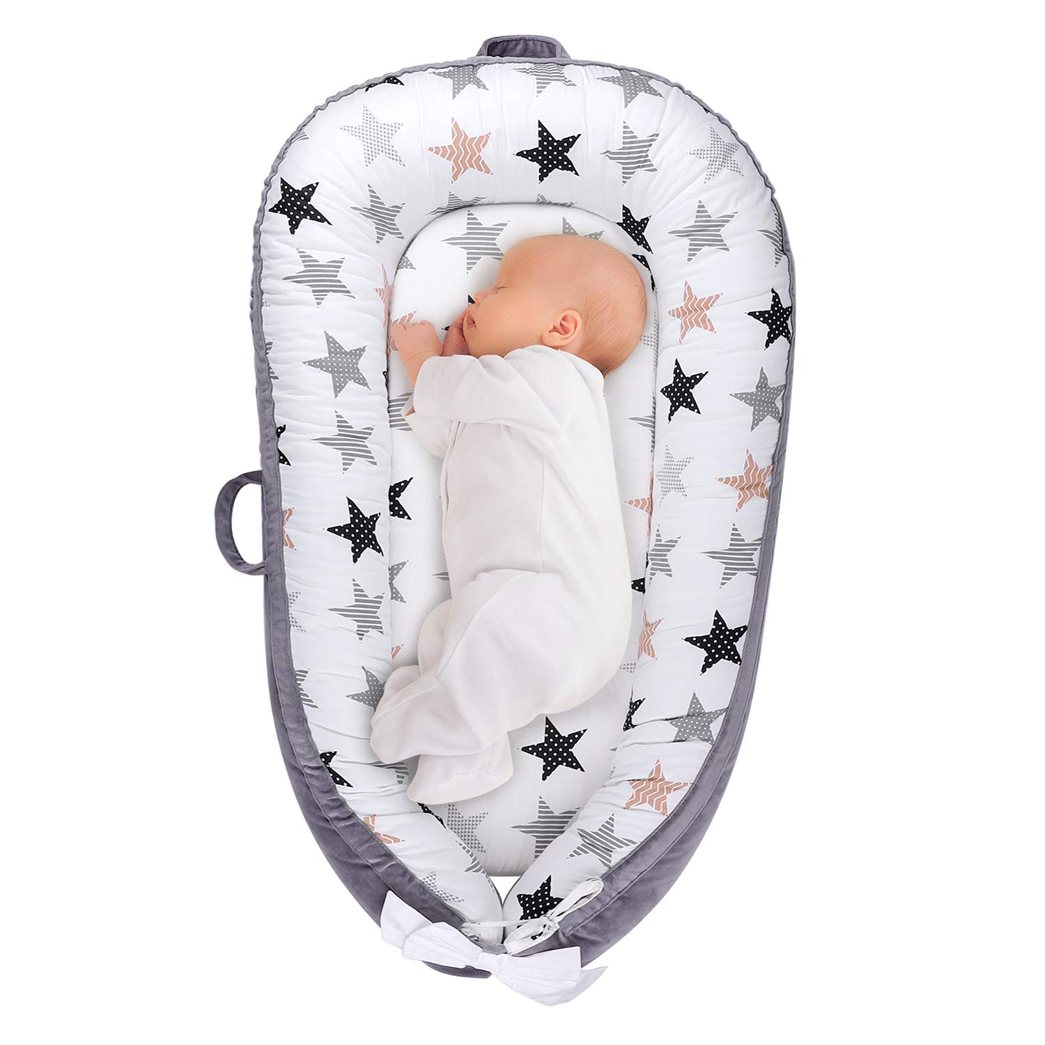 Baby Lounger, Baby Nest Portable Infant Bassinet 100% Cotton Breathable Co-Sleeping Baby Bed (Stars): Baby